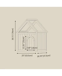 Zeus & Ruta Cedar Floral Carved Transparent Roof Cat House 63.5×47.5×77.6cm