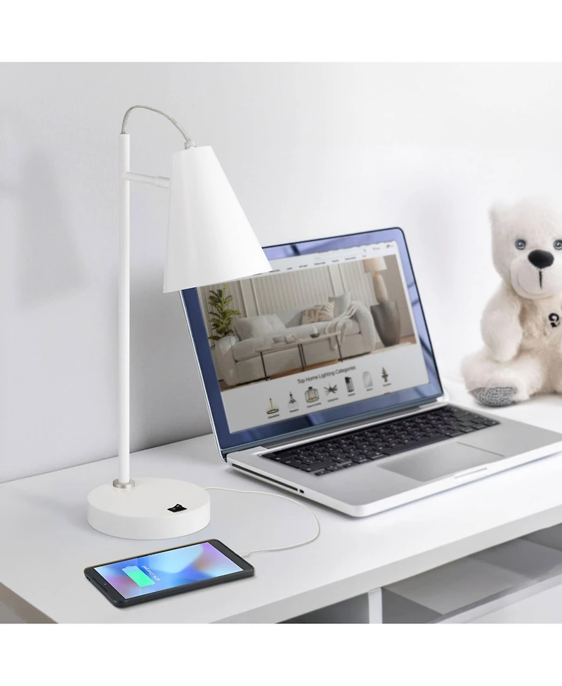 360 Lighting Chase 23" High Small Modern Desk Lamps Set of 2 Usb Port Metal Home Office Living Room Charging Bedroom Bedside