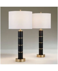 Possini Euro Design Possini Euro Rainier 30 1/2"H Faux Leather Column Lamp Set of 2