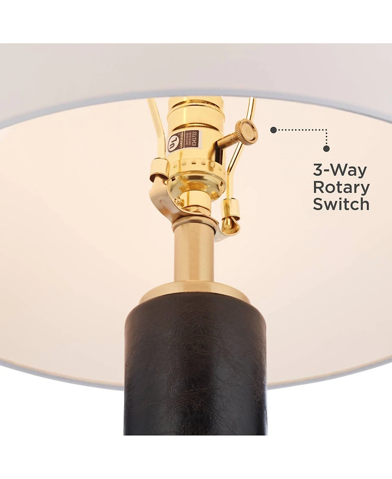 Possini Euro Design Possini Euro Rainier 30 1/2"H Faux Leather Column Lamp Set of 2