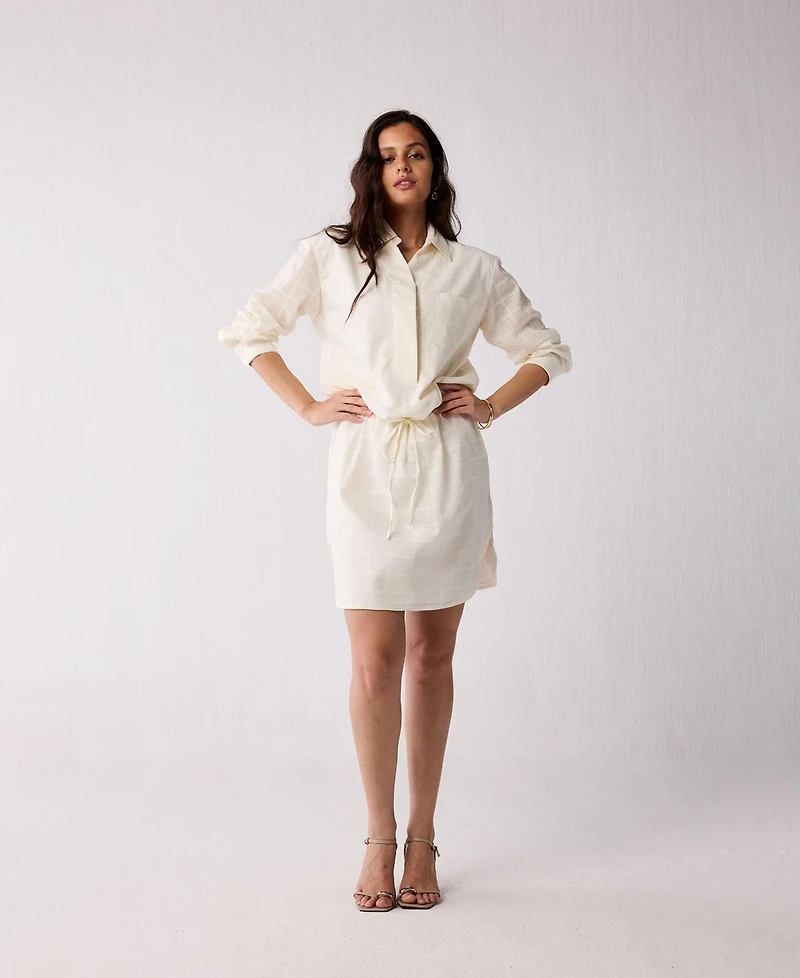 Reistor Women's Oversized Shirt Dress with Drawstring