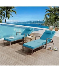 gaomon Set of 2 Rattan Folding Chaise Loungers, 5-Position Adjustable