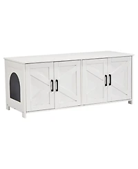 Gouun Hidden Cat Litter Box Enclosure Furniture for 2 Cats with 4 Doors and 2 Windows