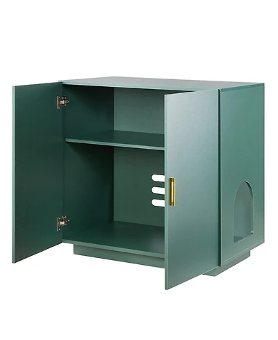 Gouun Hidden Cat Litter Box Enclosure Cabinet with Doors Ventilation and Side Table Top