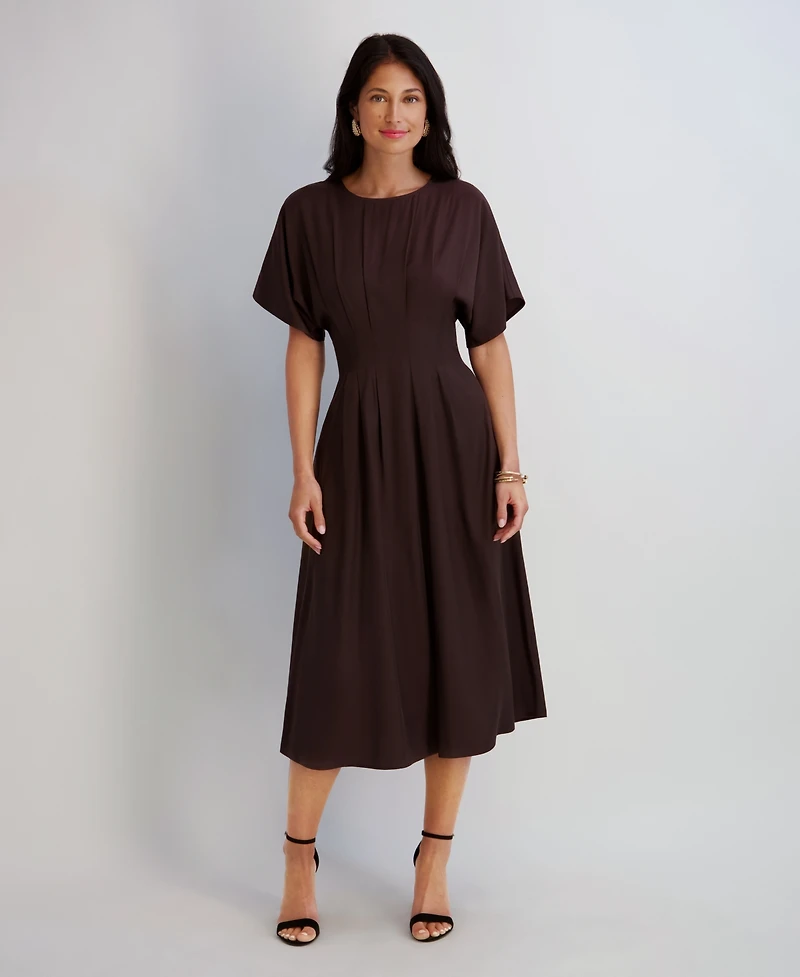 kensie Women's Dolman-Sleeve Cinched-Waist Midi Dress