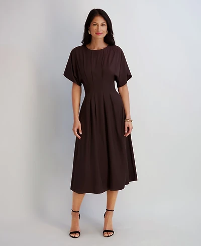 kensie Women's Dolman-Sleeve Cinched-Waist Midi Dress