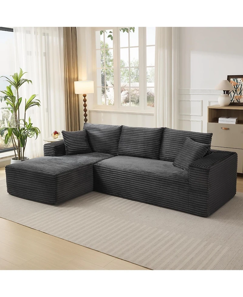 Gaomon Cloud Sectional Couch with L-Shape Chaise- Modern Plush Corduroy Sofa for Living Room