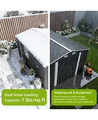 Mondawe 10 x 14 Ft Outdoor Metal Storage Shed with 3 Lockable Doors and Window, Large Garden Tool Shed