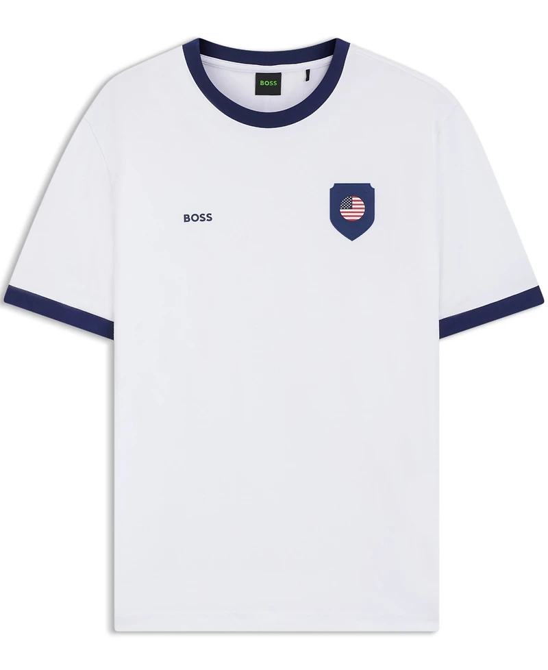 Boss by Hugo Men's Stretch-Cotton Usa Country Flag Logo T-Shirt