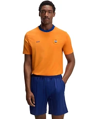 Boss by Hugo Men's Stretch-Cotton Netherlands Country Flag Logo T-Shirt