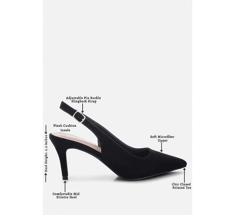 London Rag Women's Theobs Soft Microfiber Pointed Toe Slingbacks