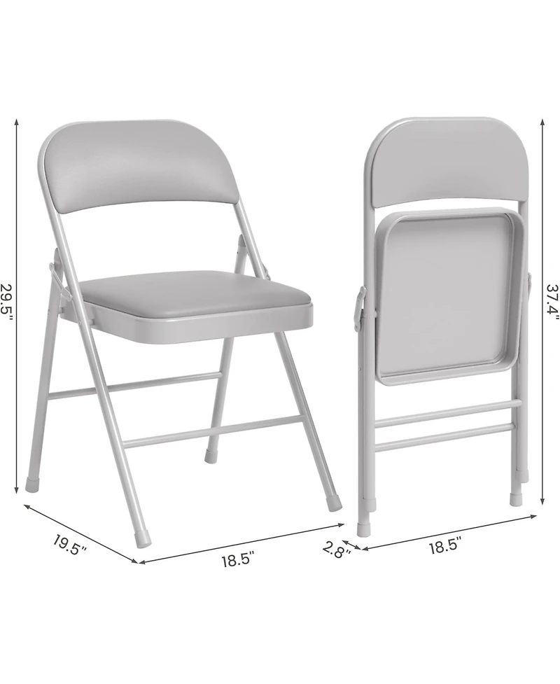 gaomon Folding Chairs 4 Pack With Padded Cushion and Back,Foldable Chair With Metal Frame Hold Up to 350 Pounds,Portable Folding Chair Suitable