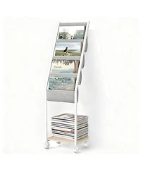 Yigii Vinyl Record Storage Stand 4-Tier Display Shelf Rack Wood Metal Frame