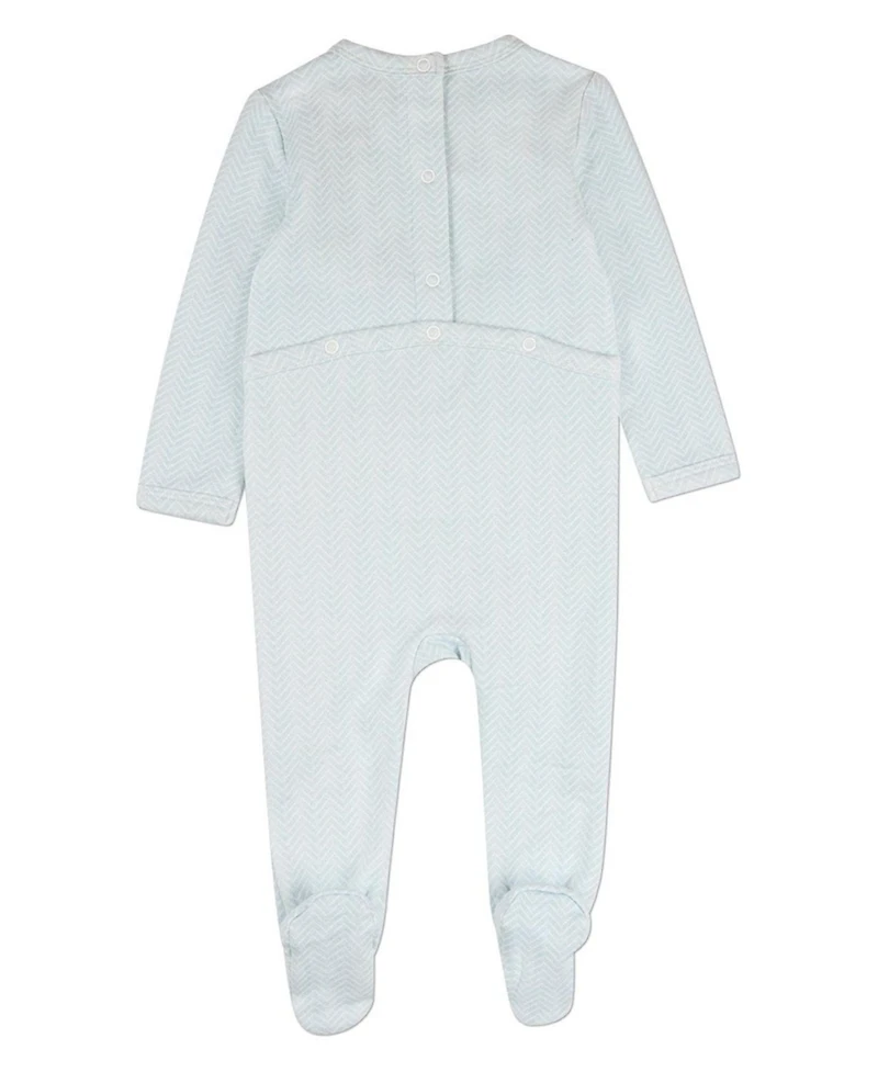 MeMoi Baby Girls "Snuggly Bear" Chevron-Printed Cotton-Rich Footie