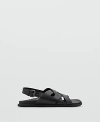 Mango Men's Crossed Straps Leather Sandals