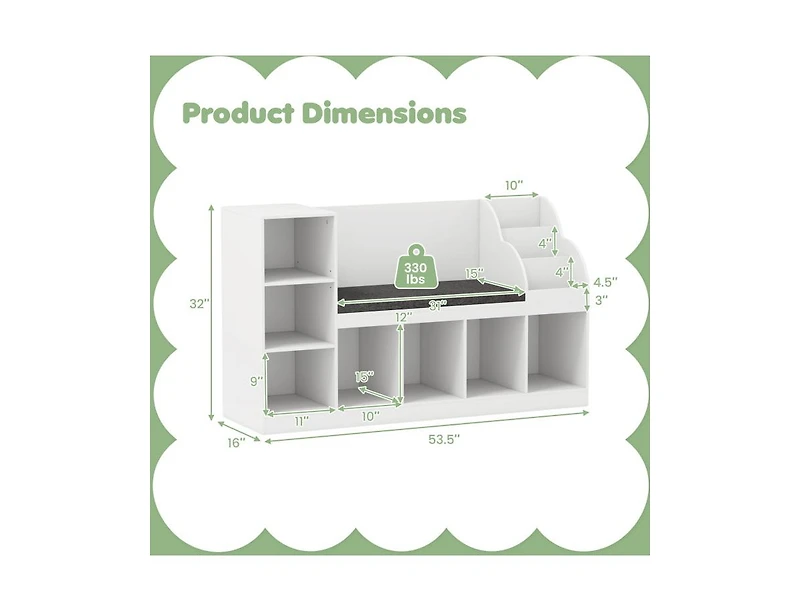 Slickblue 3-in-1 Standing Kids Bookcase with Reading Nook and Storage