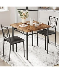 gaomon Dining Table Set for 2, Small Kitchen Table with Upholstered Chairs, Farmhouse Wood Dining Table Chairs for Kitchen Room, Small Spaces