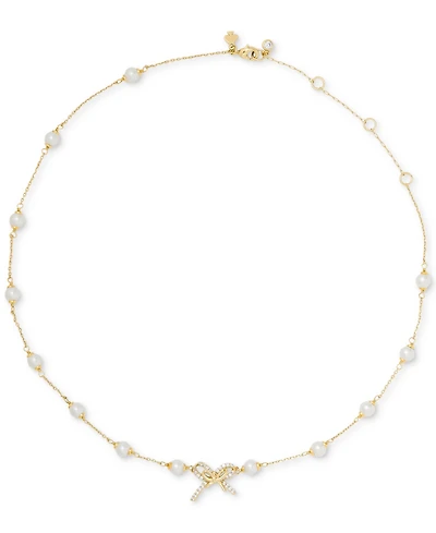 kate spade new york Girlie Pearlie Cubic Zirconia & Imitation Pearl Bow Scatter Necklace
