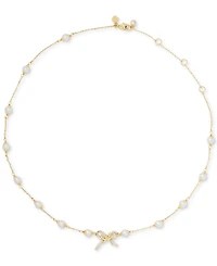 kate spade new york Girlie Pearlie Cubic Zirconia & Imitation Pearl Bow Scatter Necklace