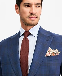 Tayion Collection Men's Classic-Fit Blue & Red Plaid Suit Separate Jacket