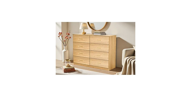 Flynama 5 Drawer Mid Century Modern Dresser Space Saving Cabinet for Entryway Home Furniture