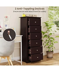 Sugift Six Drawer Dresser Chest for Bedroom Storage