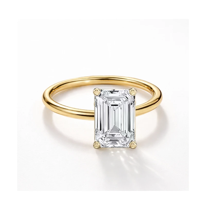 Dloria Valentina Moissanite 3 ct. t.w. Emerald Cut Solitaire Ring Gold Vermeil