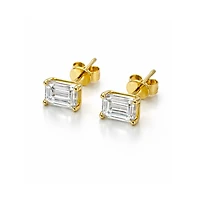 Dloria Valentina Moissanite 1 ct. Emerald Cut Stud Earrings in Gold Vermeil