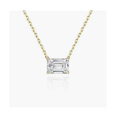 Dloria Valentina Moissanite Emerald Cut Pendant Necklace Gold Vermeil