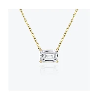 Dloria Valentina Moissanite Emerald Cut Pendant Necklace Gold Vermeil