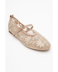 Prologue Shoes Women's Juny Mesh Floral Embroidery Ballet Flat