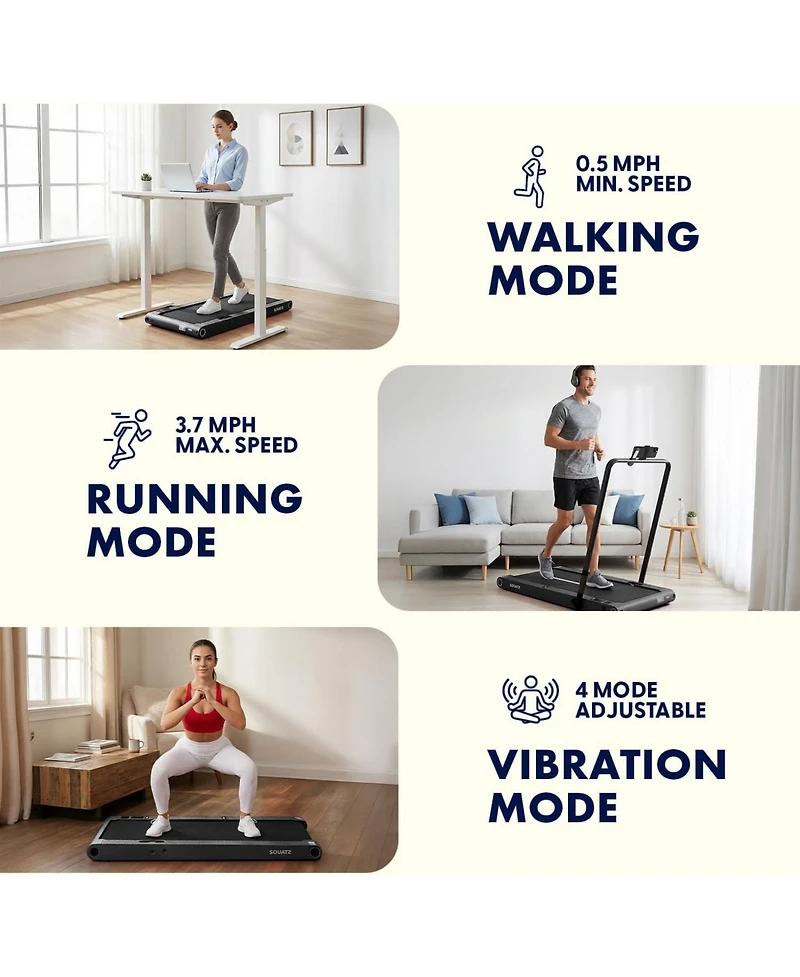 Squatz 2-in-1 Walking Pad with Vibration Plates and Remote Control (SQWPVH15BK)
