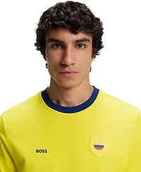 Boss by Hugo Men's Stretch-Cotton Colombia Country Flag Logo T-Shirt