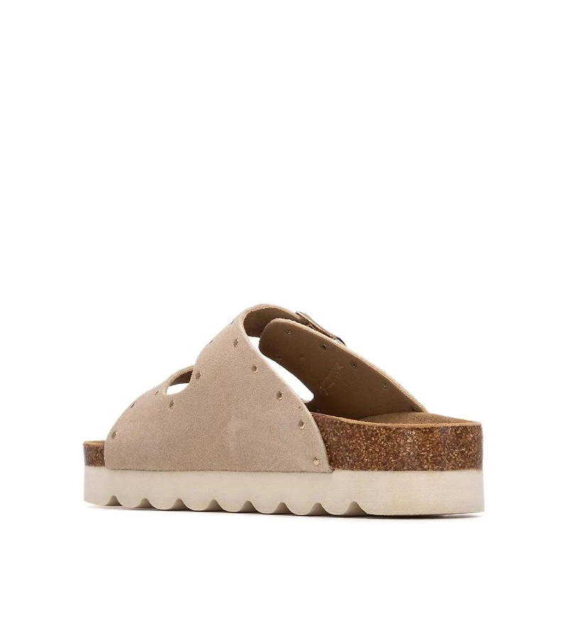 Xti Women's Refresh Collection Eyelets Double Strap Buckle Flat Sandals