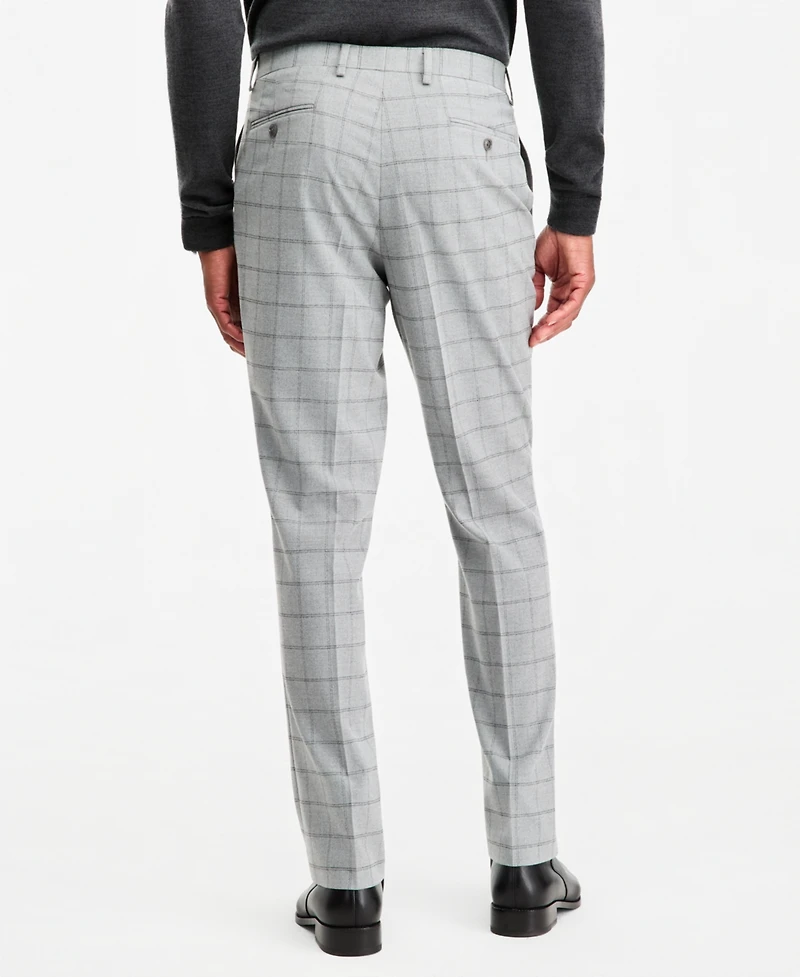 Tayion Collection Men's Classic-Fit Gray & Black Check Suit Separate Pants