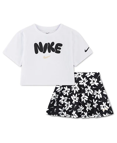 Nike Girls' 2T-4T Short-Sleeve T-Shirt and Skort, 2-Piece Set