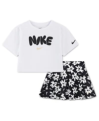 Nike Girls' 2T-4T Short-Sleeve T-Shirt and Skort, 2-Piece Set