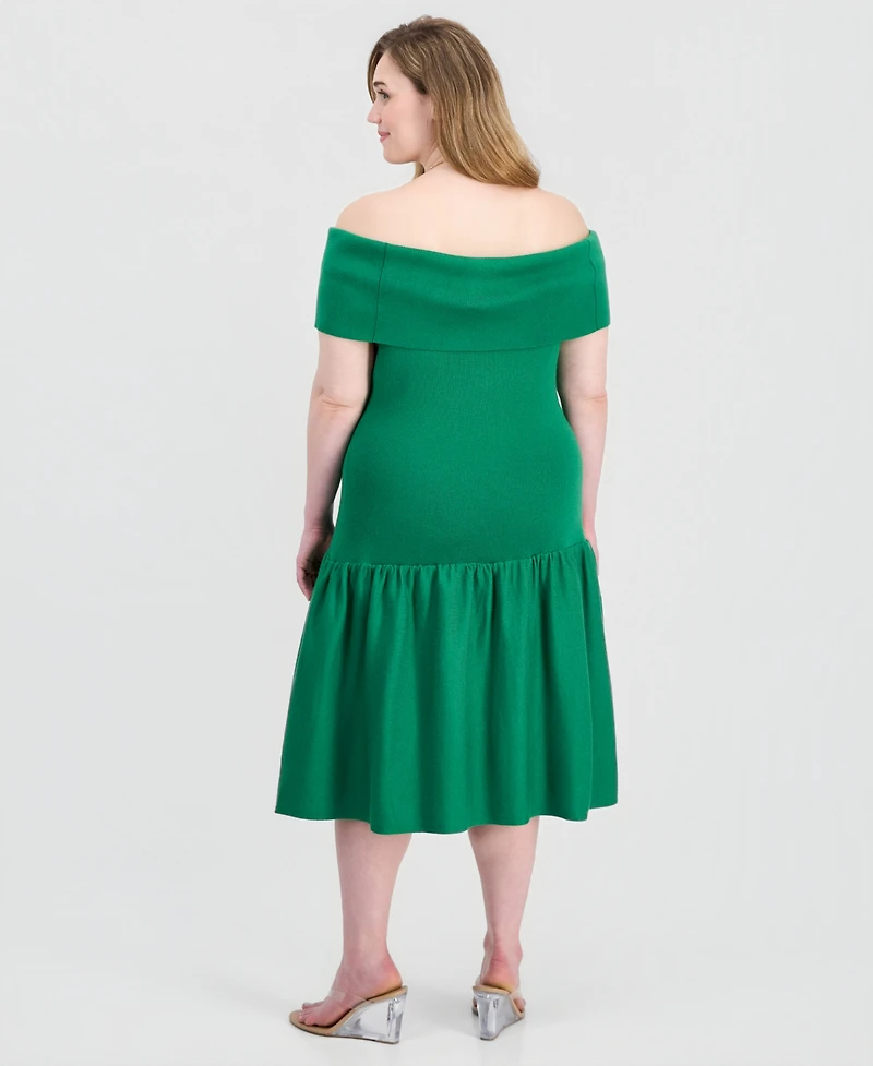 Full Corcle Trends Trendy Plus Marilyn Off-The-Shoulder Dress
