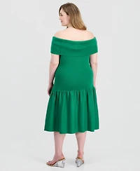 Full Corcle Trends Trendy Plus Marilyn Off-The-Shoulder Dress
