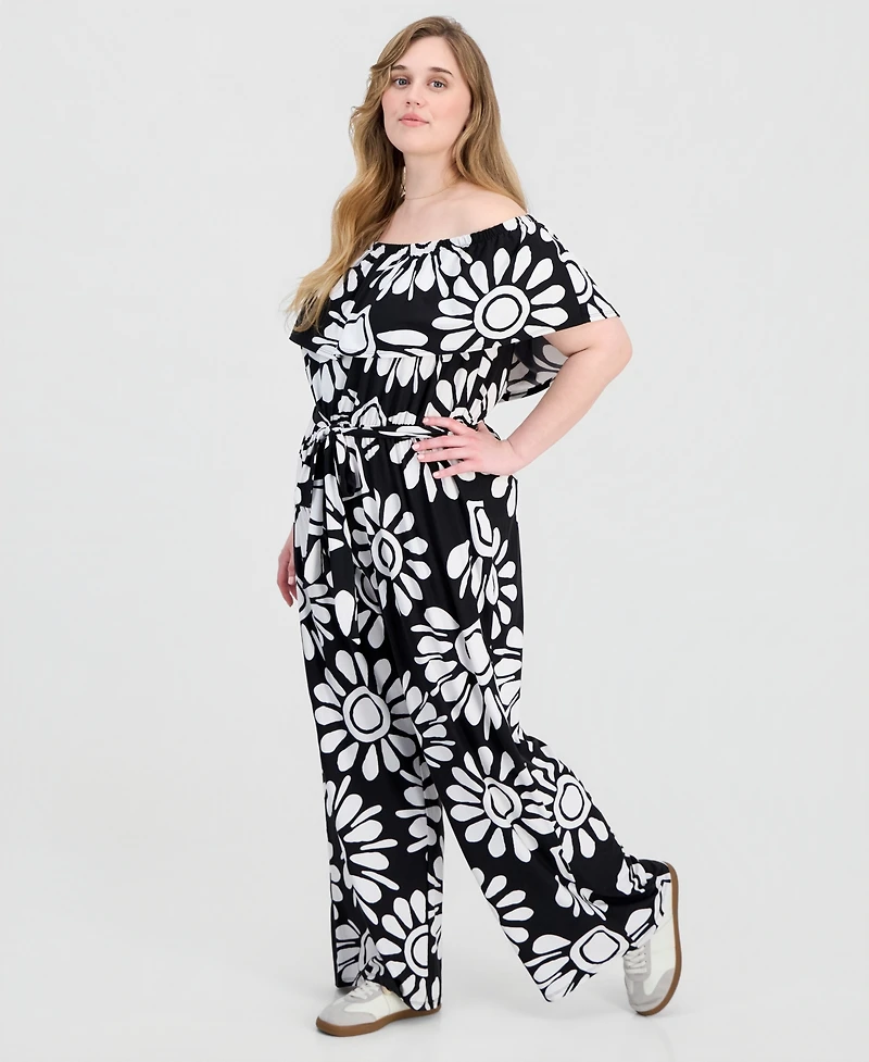 Jolie & Joy Trendy Plus Size Off-The-Shoulder Jumpsuit