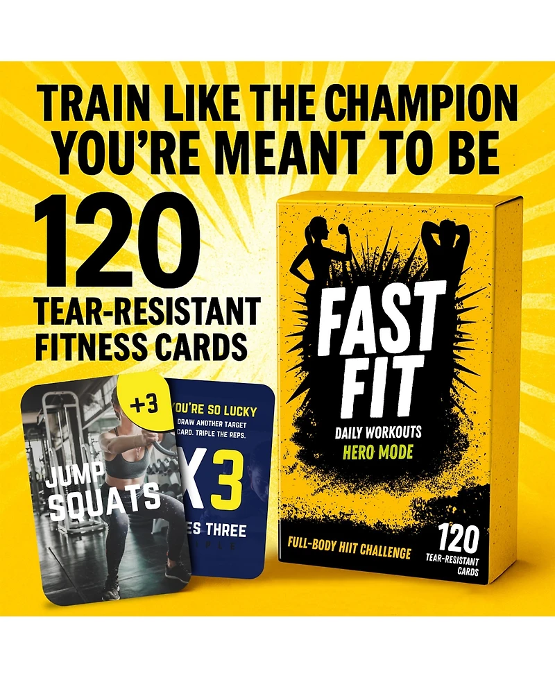 Quokka Fast Fit Mode Workout Cards — 120 Tear Resistant Hiit Fitness Deck