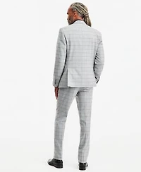 Tayion Collection Mens Classic Fit Gray Black Check Suit Separates