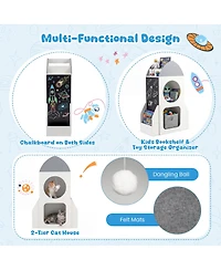 Slickblue 3-Tier Kids Bookshelf Rocket Space Theme Toddler Toy Storage Organizer