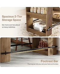 Tribesigns 63-Inch Bar Table, Home Bar Units with Footrest & Storage Shelves, Counter Height Pub Dining Table