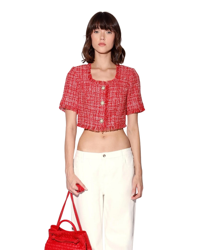 Walter Baker Women's Rita Boucle Tweed Square-Neck Top