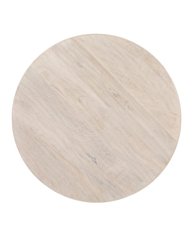 Storied Home Round 23" Wood End Table with 2-Woven Cane Shelves