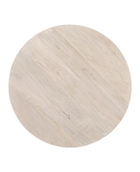 Storied Home Round 23" Wood End Table with 2-Woven Cane Shelves