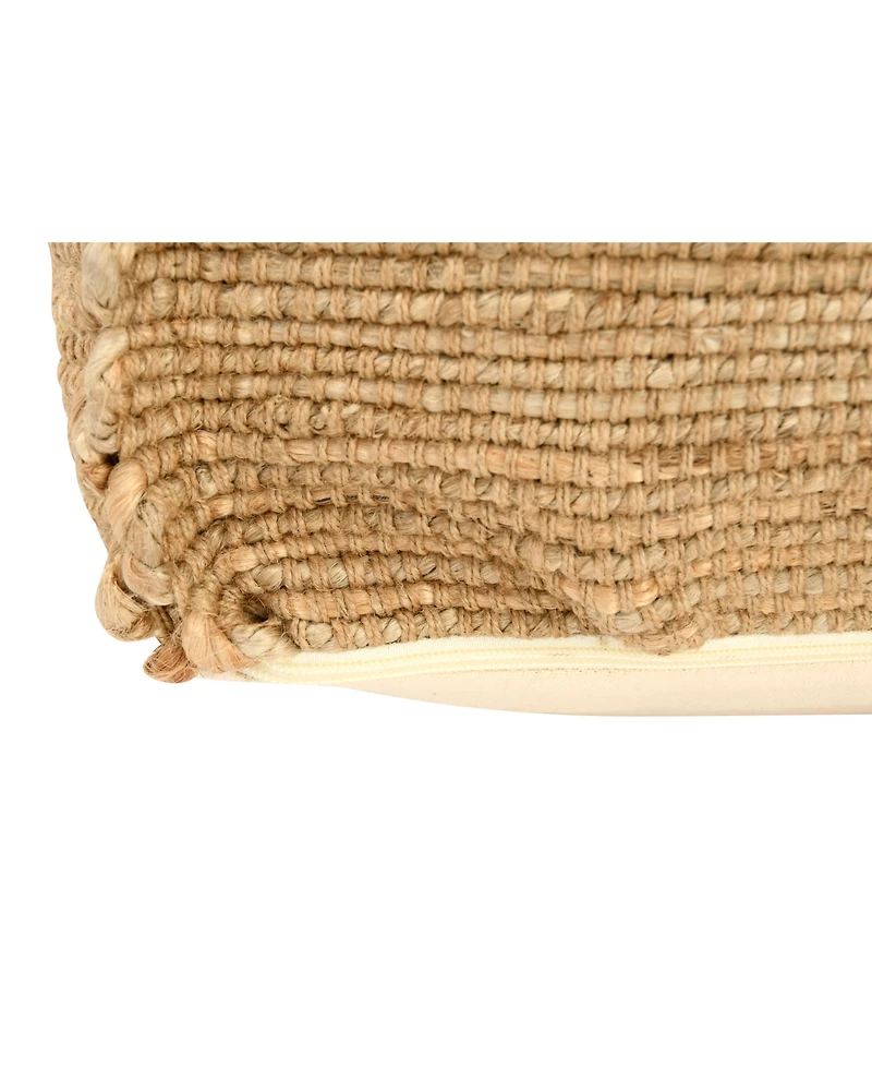 Storied Home Handwoven 24" Jute Pouf with Flanged Edges