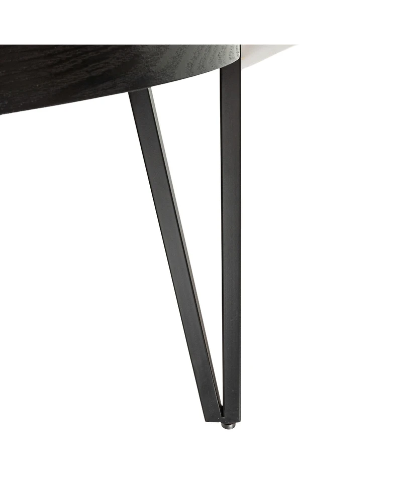 Storied Home Astoria 31" Wood Round Side Coffee Table with Metal Hairpin Legs