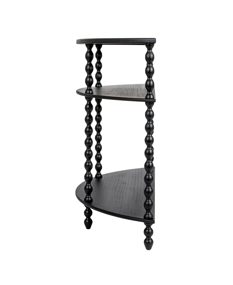 Storied Home 47" Wood 3-Tier Curved Accent Table with Beveled Shelves and Doweled Legs